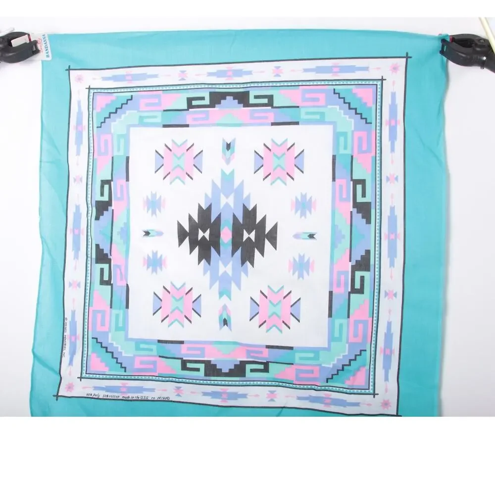Bandanna, Hat, Scarf, White, Blue, Geometric Patterns, Native American, Outfit,